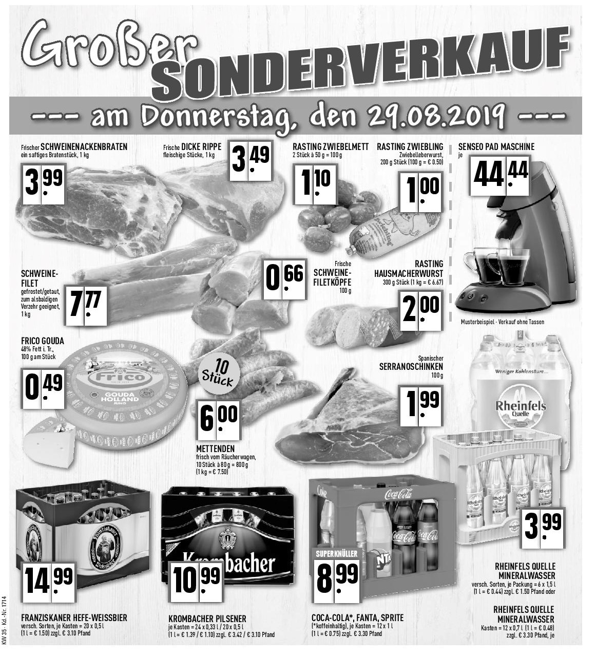 Großer Sonderverkauf am Donnerstag, 29.08.2019