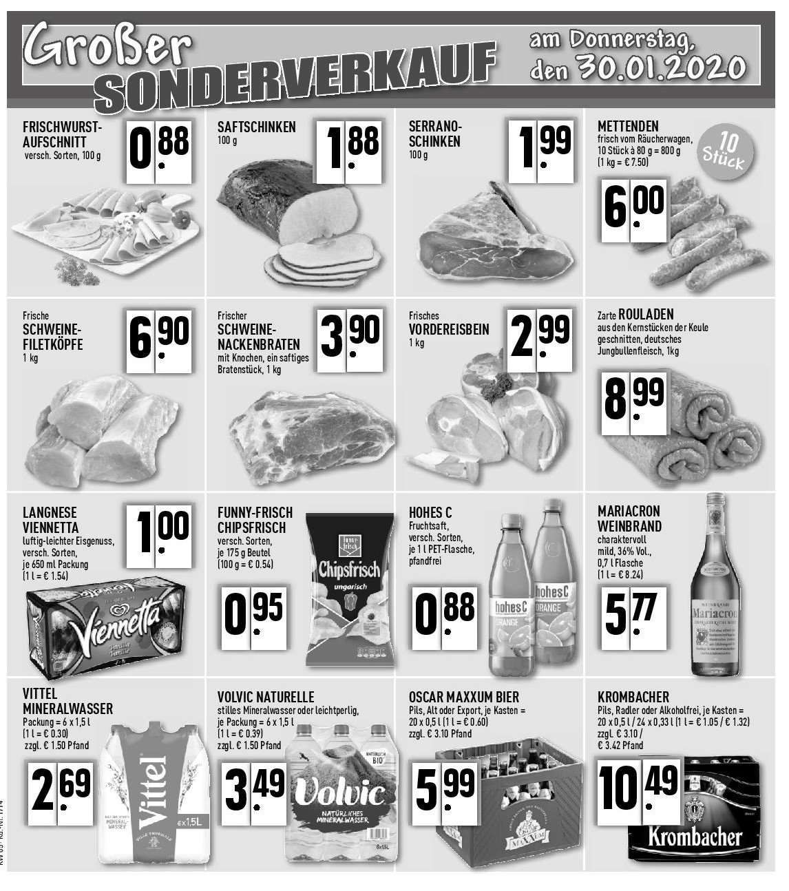 Großer Sonderverkauf am Donnerstag, 30.01.2020
